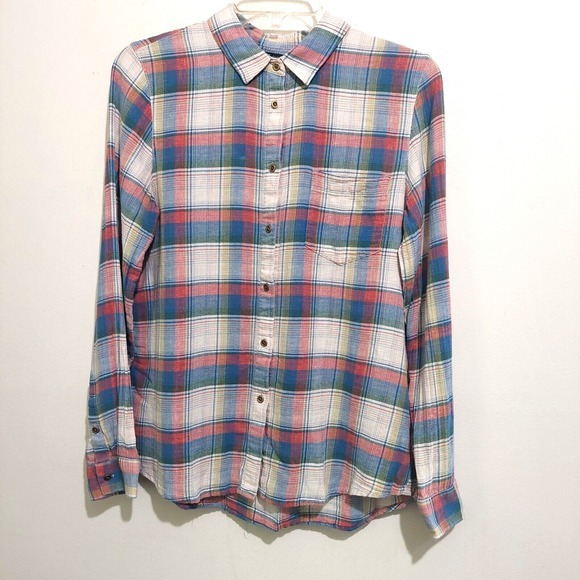 Madewell Tops - Madewell Womens Medium Button Up Shirt‎ Plain Cotton Linen Collar Cuff Sleeves